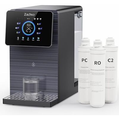 ZACHVO Système d'osmose pour eau potable, 10 niveaux de température, filtre à eau osmose, filtre à eau potable, réservoir d'eau de 7 litres ZACHVO Système d'osmose pour eau potable, 10 niveaux de température, filtre à eau osmose, filtre à eau potable, réservoir d'eau de 7 litres