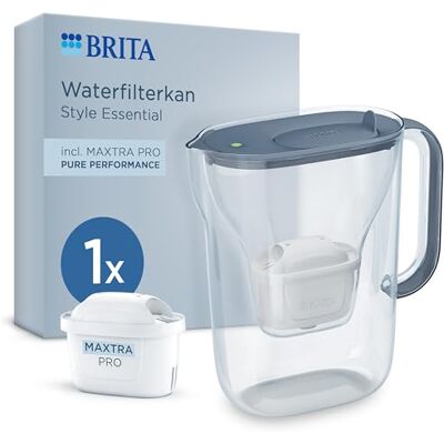 Brita waterfilterkan Style Essential Steen Blauw (2,4L) incl. 1x MAXTRA PRO Pure Performance filter die PFAS*, chloor en kalkaanslag vermindert, past in koelkastdeur, met LED-vervangingsindicator Brita waterfilterkan Style Essential Steen Blauw (2,4L) incl. 1x MAXTRA PRO Pure Performance filter die PFAS*, chloor en kalkaanslag vermindert, past in koelkastdeur, met LED-vervangingsindicator