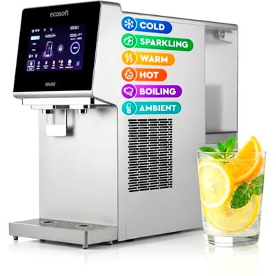 ecosoft SPARK Fontaine à Eau Intelligente Osmose Inverse de Comptoir Filtration 4 étapes, élimine 99% impuretés, eau froide/chaude/bouillante/pétillante, appli Wi-Fi, UV, sécurité enfant ecosoft SPARK Fontaine à Eau Intelligente Osmose Inverse de Comptoir Filtration 4 étapes, élimine 99% impuretés, eau froide/chaude/bouillante/pétillante, appli Wi-Fi, UV, sécurité enfant