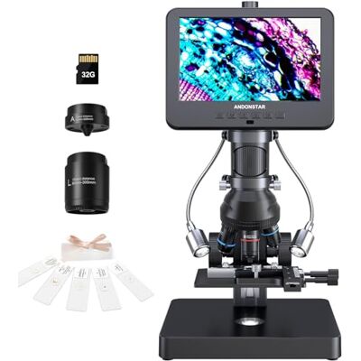 Andonstar AD266S Microscope numérique HDMI 20X-5000X 5 lentilles 2160P UHD enregistrement vidéo LCD 17,8 cm pour adultes et enfants Andonstar AD266S Microscope numérique HDMI 20X-5000X 5 lentilles 2160P UHD enregistrement vidéo LCD 17,8 cm pour adultes et enfants