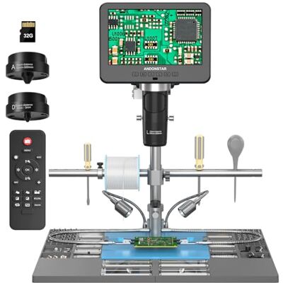 Andonstar AD246S-M Plus Microscope Numérique HDMI à 3 Lentilles 2000x Station de Soudure d'Extension, Vidéo UHD 2160p, LCD 17,8 cm pour Soudure et Électronique Andonstar AD246S-M Plus Microscope Numérique HDMI à 3 Lentilles 2000x Station de Soudure d'Extension, Vidéo UHD 2160p, LCD 17,8 cm pour Soudure et Électronique