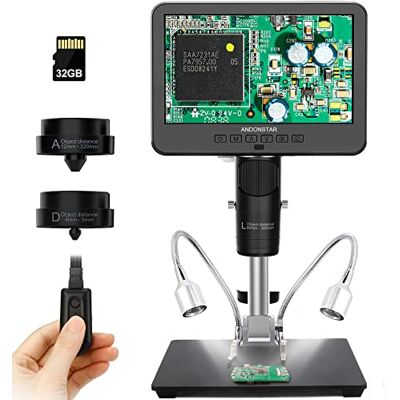 Andonstar AD246-M Microscope Numérique 3 Lentilles Soudure Electronique Pièce de monnaie Kit Biologique Enregistrement Vidéo 1080P FHD 7" LCD 500X Carte 32G Andonstar AD246-M Microscope Numérique 3 Lentilles Soudure Electronique Pièce de monnaie Kit Biologique Enregistrement Vidéo 1080P FHD 7" LCD 500X Carte 32G