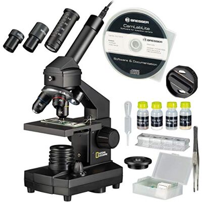 National Geographic 9039100 40 x 1024 Microscope Ensemble pour enfants et adultes avec fonction de lumière/translucidité et caméra USB ainsi que des accessoires approfondis, noir National Geographic 9039100 40 x 1024 Microscope Ensemble pour enfants et adultes avec fonction de lumière/translucidité et caméra USB ainsi que des accessoires approfondis, noir