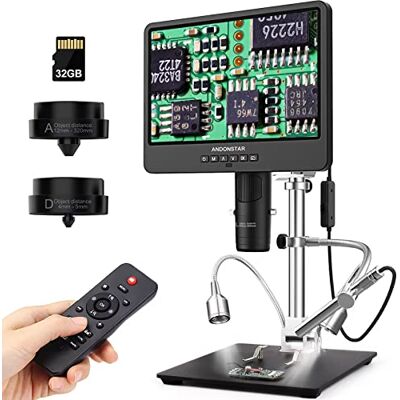 Andonstar AD249S-M Microscope numérique HDMI à 3 lentilles avec endoscope, enregistrement vidéo UHD 2160p, écran LCD 10,1 pouces, microscope biologique à souder et pièces de monnaie, compatible Andonstar AD249S-M Microscope numérique HDMI à 3 lentilles avec endoscope, enregistrement vidéo UHD 2160p, écran LCD 10,1 pouces, microscope biologique à souder et pièces de monnaie, compatible