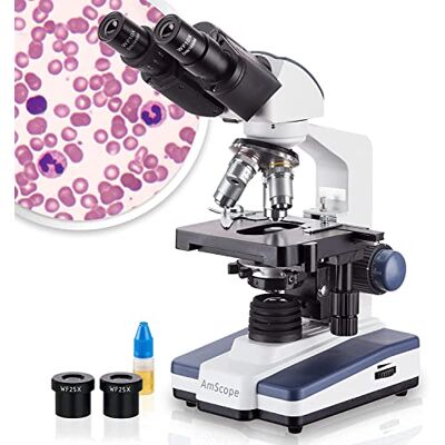 AmScope Microscope binoculaire, grossissement 40X-2500X, LED, microscope de laboratoire biologique avec étape 3D pour étudiants et adultes – B120C AmScope Microscope binoculaire, grossissement 40X-2500X, LED, microscope de laboratoire biologique avec étape 3D pour étudiants et adultes – B120C