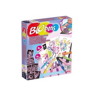 Blopens - activites chevaux fantastiques licornes - 8 feutres 6 pochoirs - dessin coloriage a souffler - set creatif + carte Blopens - activites chevaux fantastiques licornes - 8 feutres 6 pochoirs - dessin coloriage a souffler - set creatif + carte