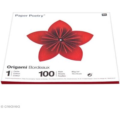 Papier origami 15 x 15 cm - bordeaux - 100 feuilles Papier origami 15 x 15 cm - bordeaux - 100 feuilles