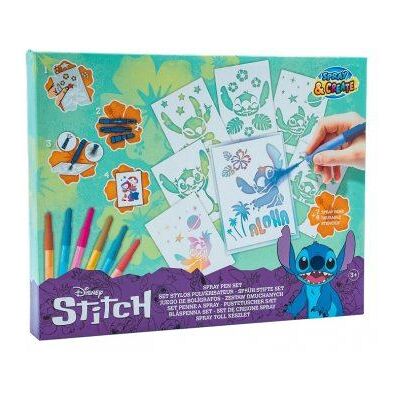 Kit 7 stylos pulverisateurs a souffler et 6 pochoirs stitch - feutres spray pens blo aerographe - dessin coloriage - set jeu creatif et carte Kit 7 stylos pulverisateurs a souffler et 6 pochoirs stitch - feutres spray pens blo aerographe - dessin coloriage - set jeu creatif et carte