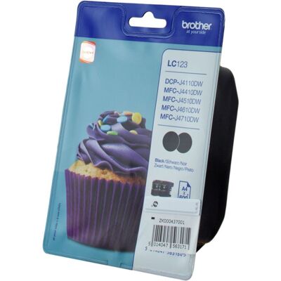 Brother LC123BK - pack de 2 - à rendement élevé - noir - originale - cartouche d'encre Brother LC123BK - pack de 2 - à rendement élevé - noir - originale - cartouche d'encre