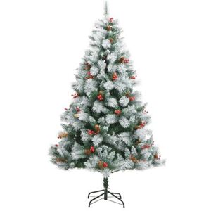 vidaXL Sapin de Noël artificiel avec pommes de pin et baies 210 cm Blanc vidaXL Sapin de Noël artificiel avec pommes de pin et baies 210 cm Blanc