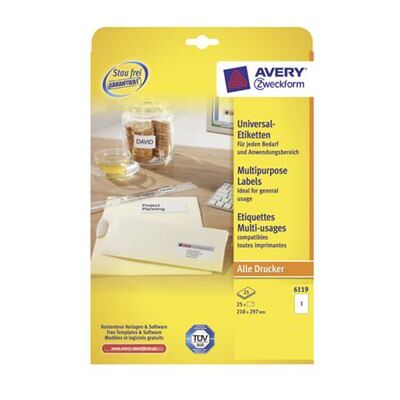 Avery Dennison Avery Zweckform 6119 - étiquettes - 25 étiquette(s) Blanc Avery Dennison Avery Zweckform 6119 - étiquettes - 25 étiquette(s) Blanc