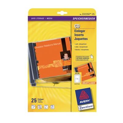 Avery Dennison Avery Zweckform - insert pour boîtier CD - 25 feuille(s) Avery Dennison Avery Zweckform - insert pour boîtier CD - 25 feuille(s)