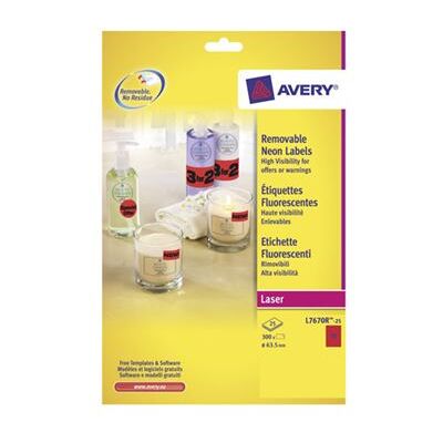 Avery Dennison Avery L7670R - étiquettes rondes - 300 étiquette(s) Avery Dennison Avery L7670R - étiquettes rondes - 300 étiquette(s)
