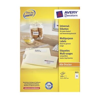 Avery Dennison Avery Zweckform 3651 - étiquettes multi-emploi - 4000 étiquette(s) Avery Dennison Avery Zweckform 3651 - étiquettes multi-emploi - 4000 étiquette(s)