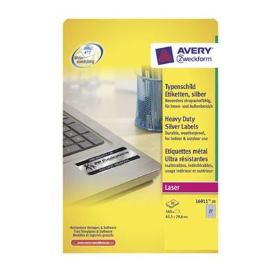 Avery Dennison Avery Heavy Duty Laser Labels L6011 - étiquettes - 540 unités Avery Dennison Avery Heavy Duty Laser Labels L6011 - étiquettes - 540 unités