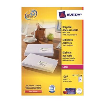 Avery Dennison Avery Recycled Labels - étiquettes adresses - 2400 étiquette(s) Blanc Avery Dennison Avery Recycled Labels - étiquettes adresses - 2400 étiquette(s) Blanc