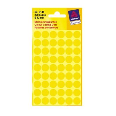 Avery Dennison Avery Zweckform - Jaune - diamètre 12 mm 270 étiquette(s) (5 feuille(s) x 54 étiquettes rondes Avery Dennison Avery Zweckform - Jaune - diamètre 12 mm 270 étiquette(s) (5 feuille(s) x 54 étiquettes rondes