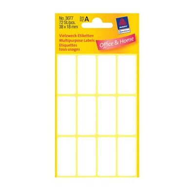Avery Dennison Avery Zweckform - Blanc - 18 x 38 mm 72 étiquette(s) (6 feuille(s) x 12 étiquettes multi-emploi Blanc Avery Dennison Avery Zweckform - Blanc - 18 x 38 mm 72 étiquette(s) (6 feuille(s) x 12 étiquettes multi-emploi Blanc