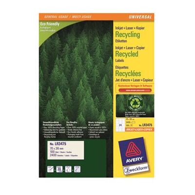 Avery Dennison Avery QuickPEEL Recycled Labels LR3655 - étiquettes recyclées - 200 étiquette(s) Avery Dennison Avery QuickPEEL Recycled Labels LR3655 - étiquettes recyclées - 200 étiquette(s)