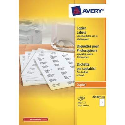 Avery - 23530-200 - 200 étiquettes adhésives blanches multi usages. 210x297mm. impression copieur 23530-200.fr Avery - 23530-200 - 200 étiquettes adhésives blanches multi usages. 210x297mm. impression copieur 23530-200.fr