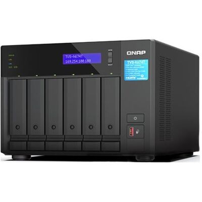 QNAP TVS-H674T - Serveur NAS - 6 Baies - SATA 6Gb/s - RAID 0, 1, 5, 6, 10, JBOD, 50 - RAM 32 Go - 2.5 Gigabit Ethernet - iSCSI support QNAP TVS-H674T - Serveur NAS - 6 Baies - SATA 6Gb/s - RAID 0, 1, 5, 6, 10, JBOD, 50 - RAM 32 Go - 2.5 Gigabit Ethernet - iSCSI support