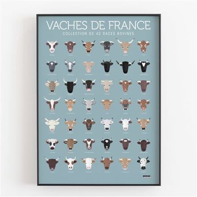 Affiche d'art La Majorette à Moustache Vaches de France 50 X 70 cm Affiche d'art La Majorette à Moustache Vaches de France 50 X 70 cm