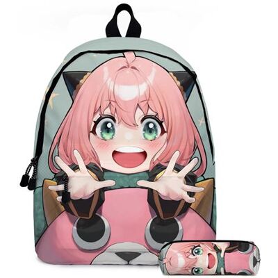 Lot de 2 pièces Sac à Dos, Trousse à crayons Spy x Family pour Enfants Cadeaux pour Filles (SD1310) Rose Lot de 2 pièces Sac à Dos, Trousse à crayons Spy x Family pour Enfants Cadeaux pour Filles (SD1310) Rose