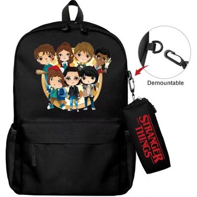 Lot de 2 pièces Sac à Dos, Trousse à crayons Stranger Things pour Garçon et Filles (SD1692) 40*22*45 cm Noir Lot de 2 pièces Sac à Dos, Trousse à crayons Stranger Things pour Garçon et Filles (SD1692) 40*22*45 cm Noir