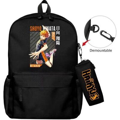 Lot de 2 pièces Sac à Dos, Trousse à crayons Haikyuu pour Garçon et Filles (SD1676) 40*22*45 cm Noir Lot de 2 pièces Sac à Dos, Trousse à crayons Haikyuu pour Garçon et Filles (SD1676) 40*22*45 cm Noir