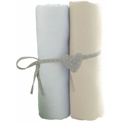 Lot de 2 draps housse blanc / ecru 70 x 140 cm - babycalin Blanc Lot de 2 draps housse blanc / ecru 70 x 140 cm - babycalin Blanc