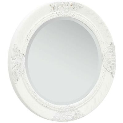 vidaXL Miroir mural style baroque 50 cm Blanc Blanc vidaXL Miroir mural style baroque 50 cm Blanc Blanc