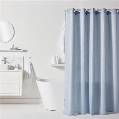 Rideau de Douche Bleu en Polyester - 180x200 cm - 12 Crochets Rideau de Douche Bleu en Polyester - 180x200 cm - 12 Crochets