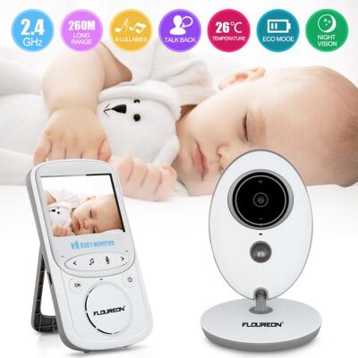 FLOUREON 2.4'' Ecoute Bébé BabyPhone Vidéo BéBé Moniteur Sans Fil 2.4 GHz LCD Vidéo Vision Nocturne Radio Blanc Blanc FLOUREON 2.4'' Ecoute Bébé BabyPhone Vidéo BéBé Moniteur Sans Fil 2.4 GHz LCD Vidéo Vision Nocturne Radio Blanc Blanc