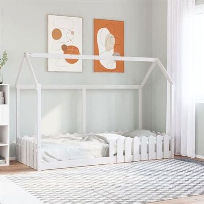 vidaXL Cadre de lit d'enfants forme de maison 80x200cm bois pin massif Blanc vidaXL Cadre de lit d'enfants forme de maison 80x200cm bois pin massif Blanc