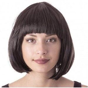 Perruque cabaret noire courte cheveux lisses frange femme - accessoire déguisement Perruque cabaret noire courte cheveux lisses frange femme - accessoire déguisement