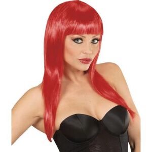 Perruque longue rouge à frange femme rouge Perruque longue rouge à frange femme rouge