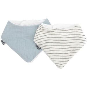 Bavoirs bébé Domiva - Lot de 2 en mousseline et éponge - Bleu Vintage Bavoirs bébé Domiva - Lot de 2 en mousseline et éponge - Bleu Vintage