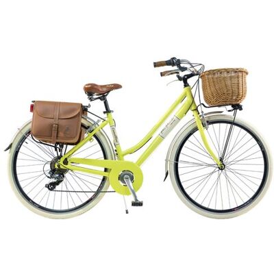Vélo de ville Via Veneto by Canellini RETRÒ femme aluminium avec sacoches et panier - Jaune - taille 50 Jaune Vélo de ville Via Veneto by Canellini RETRÒ femme aluminium avec sacoches et panier - Jaune - taille 50 Jaune