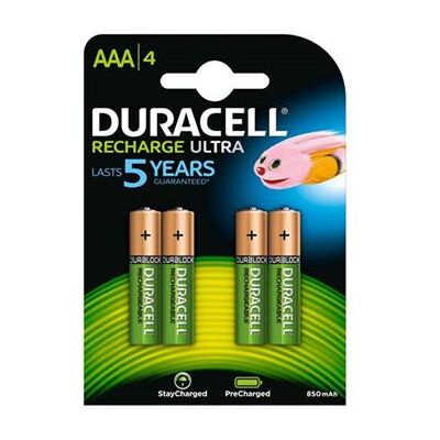 Piles rechargeables AA Duracell - 900mAh - 4 unités Piles rechargeables AA Duracell - 900mAh - 4 unités