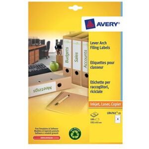 Avery Dennison Avery LR4761 - étiquettes pour dossiers - 100 étiquette(s) Blanc Avery Dennison Avery LR4761 - étiquettes pour dossiers - 100 étiquette(s) Blanc