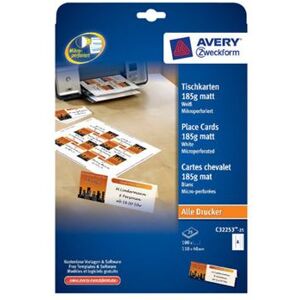 Avery Dennison Avery Tent Card C32253 - cartes d'invitation - 100 unités Avery Dennison Avery Tent Card C32253 - cartes d'invitation - 100 unités