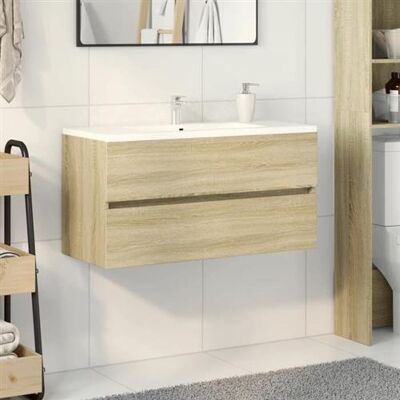 vidaXL Armoire d'évier Chêne sonoma 90x38,5x45 cm Aggloméré849638 Chêne sonoma vidaXL Armoire d'évier Chêne sonoma 90x38,5x45 cm Aggloméré849638 Chêne sonoma