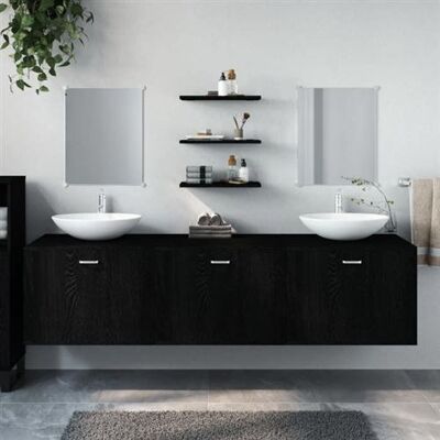 vidaXL Ensemble de meubles salle de bain 6 pcs noir bois d'ingénierie242565 Noir vidaXL Ensemble de meubles salle de bain 6 pcs noir bois d'ingénierie242565 Noir