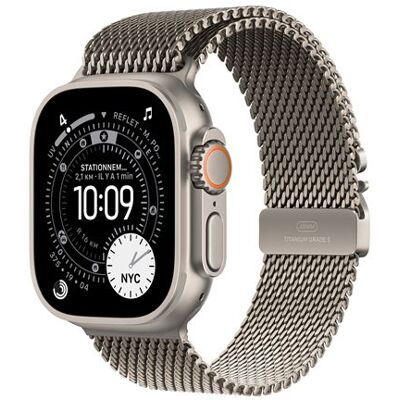 Apple Watch Ultra 3 GPS + Cellular 49 mm Boitier en Titane Naturel avec Bracelet Milanais Titane Naturel - Medium Gris Apple Watch Ultra 3 GPS + Cellular 49 mm Boitier en Titane Naturel avec Bracelet Milanais Titane Naturel - Medium Gris