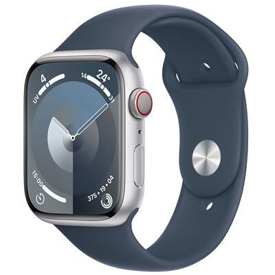 Apple Watch Series 9 GPS + Cellular 45mm Boîtier en Aluminium Argenté avec bracelet sport bleu tempête S/M Apple Watch Series 9 GPS + Cellular 45mm Boîtier en Aluminium Argenté avec bracelet sport bleu tempête S/M