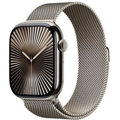 Apple Watch Series 10 GPS + Cellular 46 mm Boîtier en Titane Naturel avec Bracelet Milanais Naturel M/L Apple Watch Series 10 GPS + Cellular 46 mm Boîtier en Titane Naturel avec Bracelet Milanais Naturel M/L