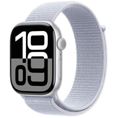 Apple Watch Series 10 GPS + Cellular 46 mm Boîtier en Aluminium Silver avec Boucle Sport Nuée bleue Apple Watch Series 10 GPS + Cellular 46 mm Boîtier en Aluminium Silver avec Boucle Sport Nuée bleue