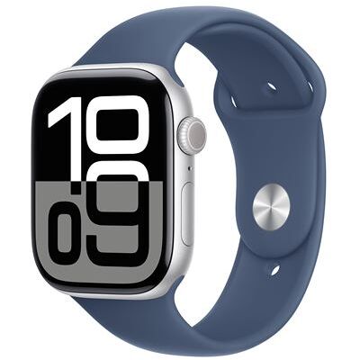 Apple Watch Series 10 GPS 46 mm Boîtier en Aluminium Argent avec Bracelet Sport Denim S/M Apple Watch Series 10 GPS 46 mm Boîtier en Aluminium Argent avec Bracelet Sport Denim S/M