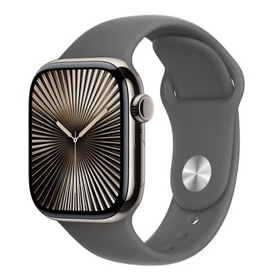 Apple Watch Series 10 GPS + Cellular 42 mm Boîtier en Titane Naturel avec Bracelet Sport Gris Minéral M/L Apple Watch Series 10 GPS + Cellular 42 mm Boîtier en Titane Naturel avec Bracelet Sport Gris Minéral M/L
