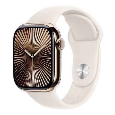 Apple Watch Series 10 GPS + Cellular 42 mm Boîtier en Titane Or avec Bracelet Sport Lumière Stellaire M/L Apple Watch Series 10 GPS + Cellular 42 mm Boîtier en Titane Or avec Bracelet Sport Lumière Stellaire M/L